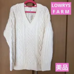 LOWRYS FARM☆3G ケーブルVネックプルオーバー　レディース　トップス