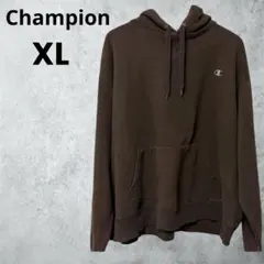 Champion パーカー 刺繍ロゴ ブラウン XL メキシコ製 ゆるだぼ 古着