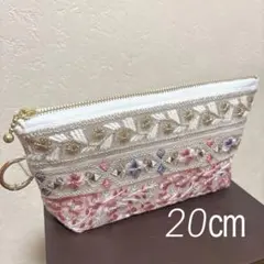 インド刺繍リボンのマチ付きポーチ No.3