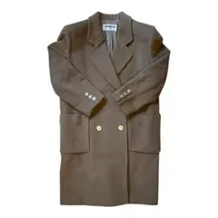 カシミヤ混 ロングコート ダブル ブラウン 7号