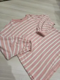 ぽ*ん様 niko and... ピンクストライプ長袖Tシャツ