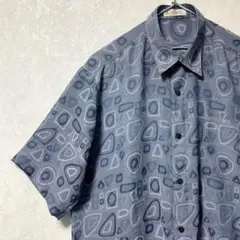 デザインシャツ　総柄　ヴィンテージ　レトロ　アート　奇抜　和柄　グレー　半袖