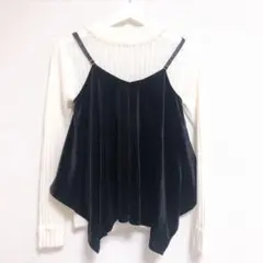ブラックベロア生地キャミソール