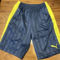 Puma ストライプジャージパンツ ハーフパンツ　ネイビー/イエロー