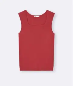 GU リブニットスクエアネックタンクトップ