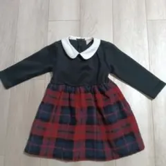 petit main フォーマルワンピース 100cm 黒と赤のチェック