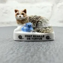 フェーヴ フランス 動物 サビ猫 べっこう模様の猫 フェーブミニチュア 陶器