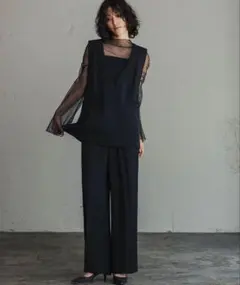 GIRL（ガール） チュールレイヤードトップス/ワイドパンツ セットアップ