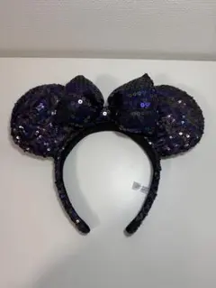 ミニー耳カチューシャ 黒紫 スパンコール
