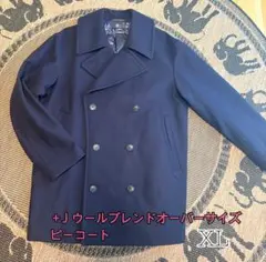 +J♡ウールブレンドオーバーサイズピーコート/ネイビー/XL