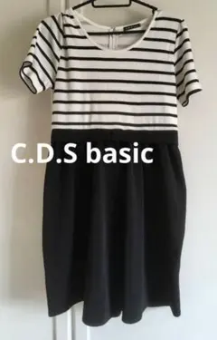 C.D.S basic ボーダー ドッキングワンピース モノトーン