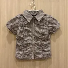 SHAGGIE チェック柄シャーリングブラウスのサムネイル