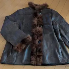 ブラウン ムートンコート ファー付き　サイズフリー