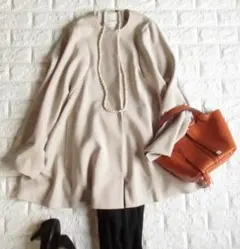 CLANE クラネ 上質3.5万 ダブルクロス ノーカラー コート