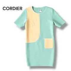CORDIER コルディア レトロ ニットワンピース 配色切替 ミント×クリーム