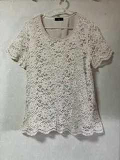 INED 総レース チュニック ワンピース 半袖 オフホワイト レディース L