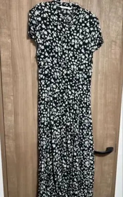 ZARA 花柄 半袖ロングワンピース L