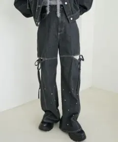 MAJESTIC LEGON サイドスリットビジューデニムパンツのサムネイル