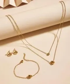 ネックレスピアスブレスレット 3セット サージカルステンレス リングczダイヤ