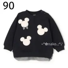 ☆ 新品 90 petit main ディズニー アップリケ トレーナー 紺