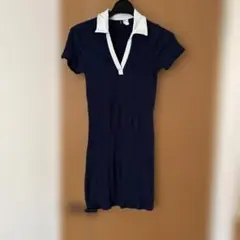 H&M ネイビー リブ編み ミニワンピース S