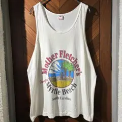 古着 90s USA製 シングルステッチ バー スーベニア タンクトップ 白のサムネイル