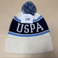 USポロ　アッスン　ニット帽　POLO ASSN 白