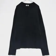 UNIQLO U ユニクロユー M 黒 ミラノリブクルーネックセーター 長袖