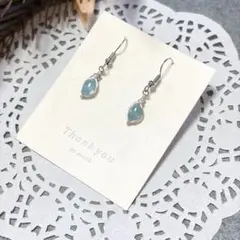 【再販】【3月誕生石】アクアマリンカボションの一粒天然石ピアス