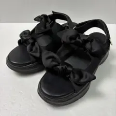 【美品✨】Le Talon ダブルリボン サンダル Sサイズ ブラック