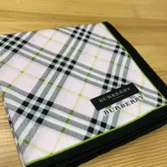 [匿名配送] Burberry バーバリー ハンカチ チェック ピンク 黒 黄緑