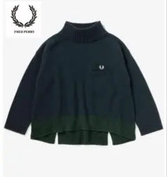 【美品】フレッドペリー　ダークグリーン タートルネックセーター