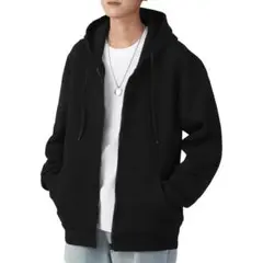 新品‼️パーカー メンズ 長袖 ジップ トレーナー スウェット 黒 L