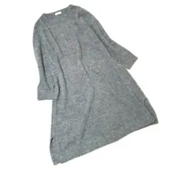 Samansa Mos2 ニットロングワンピース グレー　F アルパカ混