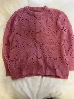 ピンク ハート柄 ニットセーター 長袖