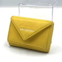 【人気色】バレンシアガ ペーパーミニウォレット 三つ折り財布 イエロー