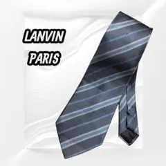 LANVIN ランバン シルク100% ネクタイ グレー ストライプ