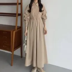 callautia ドロストシャツワンピース　ベージュ