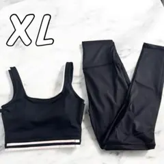 人気　ヨガウェア 黒　XL　セットアップ ブラトップ ヨガパンツ バイカラー