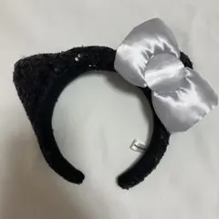 キティちゃんカチューシャ シルバーリボン付き 黒