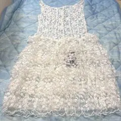 【値下げ】ホワイトレース花柄パーティードレス フォーマルドレス