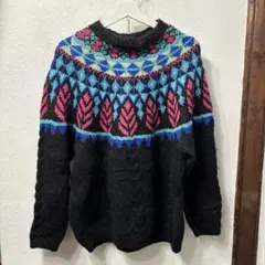 アメリカ古着　アメリカ輸入　カラフル　ノルディック柄　ウール混紡セーター
