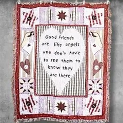 BOHI メッセージ ラグ マット 古着 ハート柄 天使 エンジェル