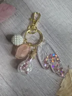 ハンドメイド 羽根モチーフキーリング