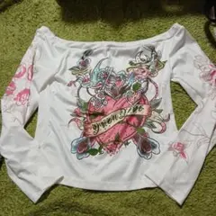 SHEIN 長袖Tシャツ ハート ドクロ Y2K 平成 ギャル グランジ