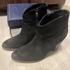 LEINER 黒 スエード ブーティ ヒール8cm