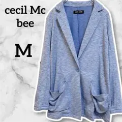 セシルマクビー テーラードジャケット M ブルー 柔らか素材 袖ロールアップ