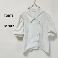 TORTE ブラウス　M ホワイト　半袖　ボリュームスリーブ　アシンメトリー