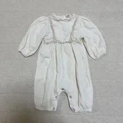 美品　mini beige 12m 80-90cm 長袖ロンパース　カバーオール