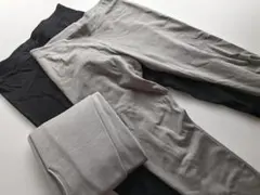 ユニクロ★箱なし★ＸＬ★黒灰★超極暖ヒートテックレギンス★10分丈★３点セット